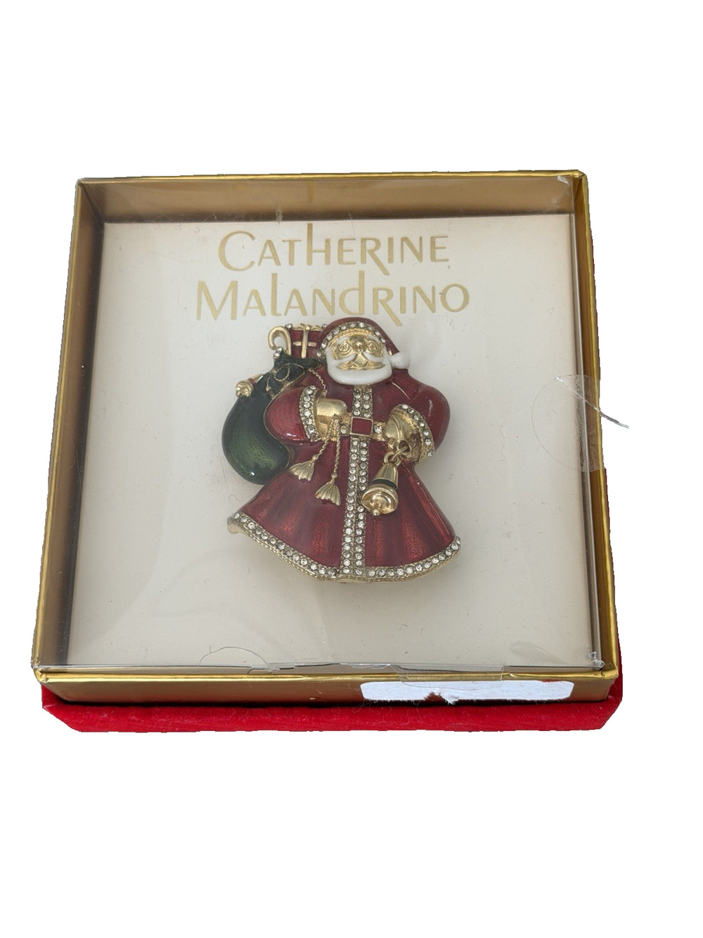 Catherine Malandrino Santa Claus Christmas Pin Brooch New in Box Holiday